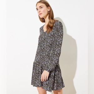 LOFT - Floral Button Flippy Dress; size medium